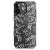 iPhone 16 Pro Max White Dragon Pattern Black Impact Phone Case