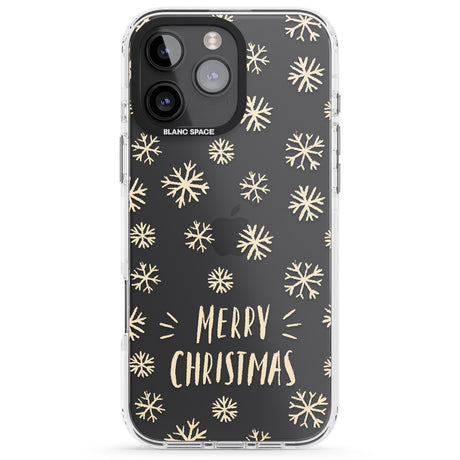 iPhone 16 Pro Max Christmas Snowflake Pattern Black Impact Phone Case