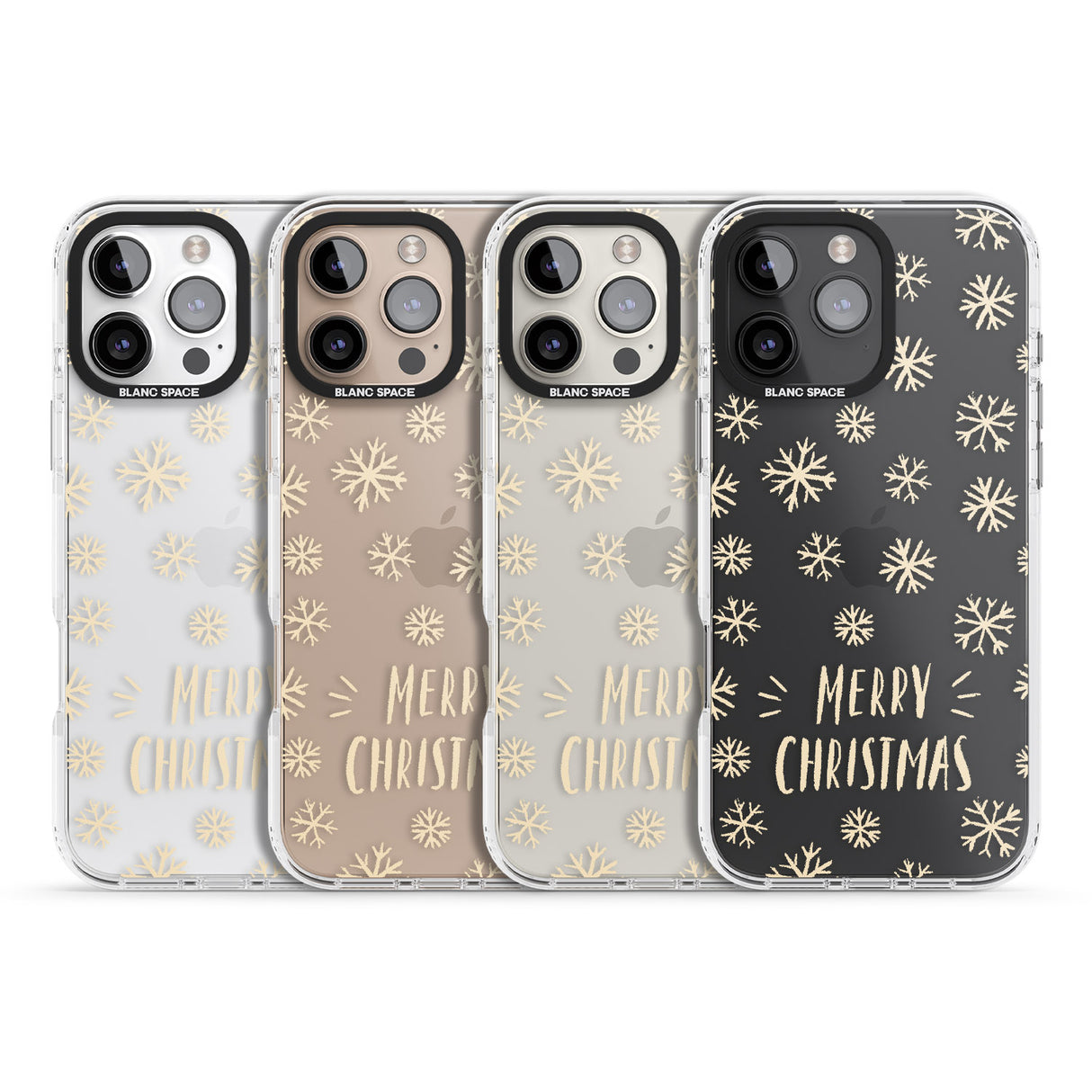 iPhone 16 Pro Max Christmas Snowflake Pattern Black Impact Phone Case