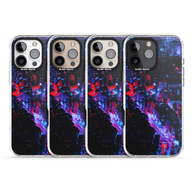 iPhone 16 Pro Max Arial City View - Neon Cities Photographs Black Impact Phone Case