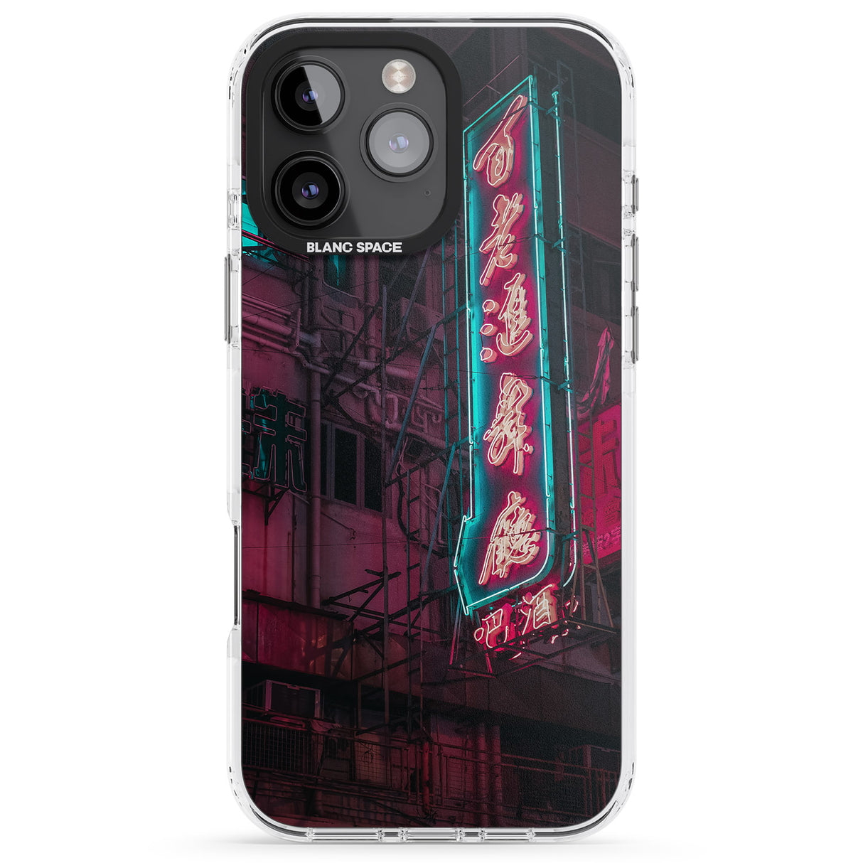 iPhone 16 Pro Max Large Kanji Sign - Neon Cities Photographs Black Impact Phone Case