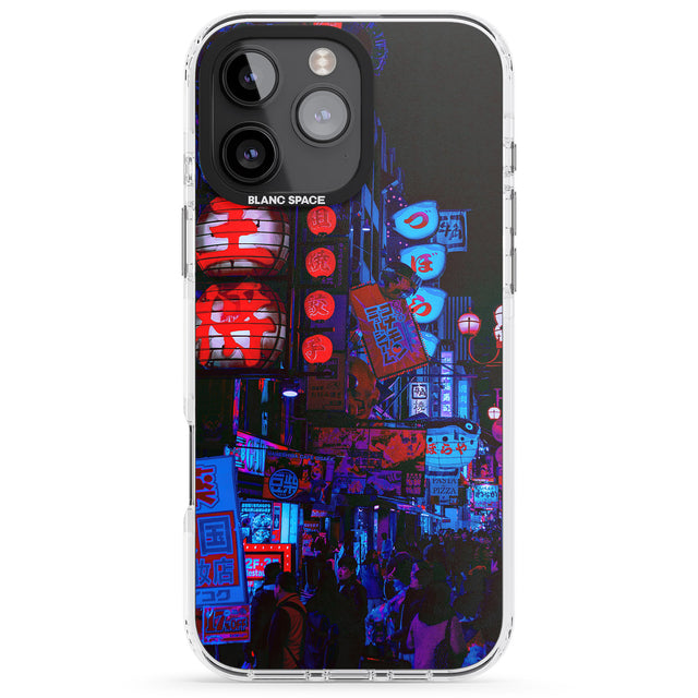 iPhone 16 Pro Max Red & Turquoise - Neon Cities Photographs Black Impact Phone Case