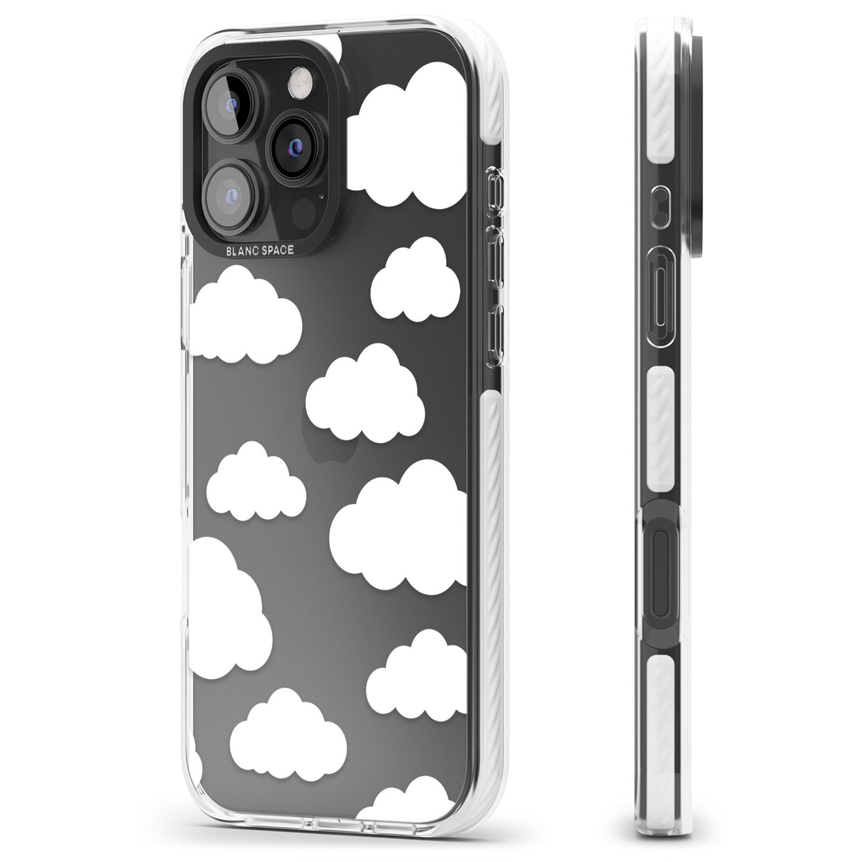 iPhone 16 Pro Max Transparent Cloud Pattern Black Impact Phone Case