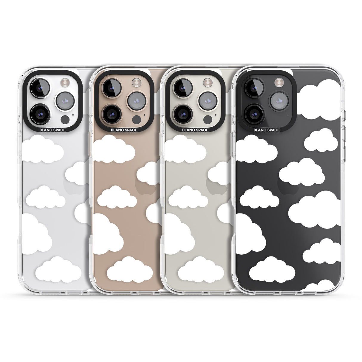 iPhone 16 Pro Max Transparent Cloud Pattern Black Impact Phone Case