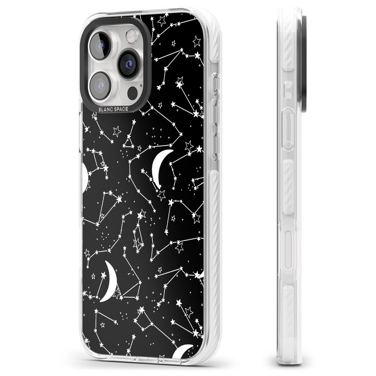 iPhone 16 Pro Max White Stars Constellations on Black Black Impact Phone Case