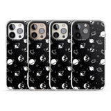 iPhone 16 Pro Max White Planets on Black Black Impact Phone Case