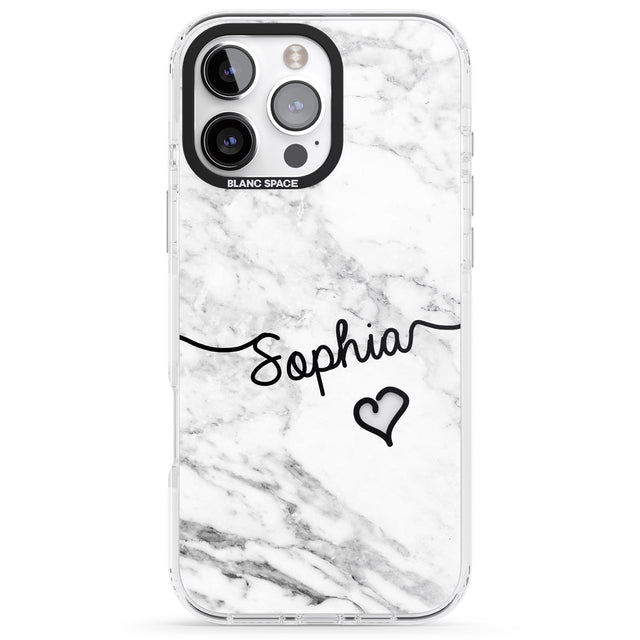 iPhone 16 Pro Max White Marble Black Impact Phone Case