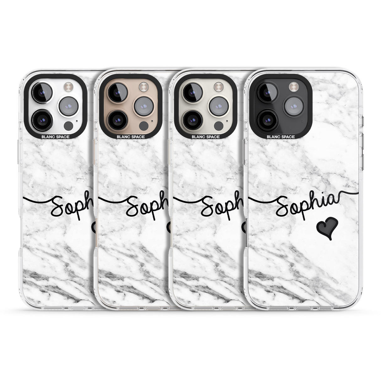 iPhone 16 Pro Max White Marble Black Impact Phone Case