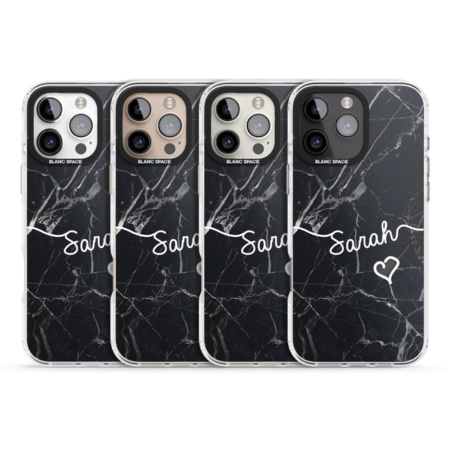 iPhone 16 Pro Max Black Marble Black Impact Phone Case