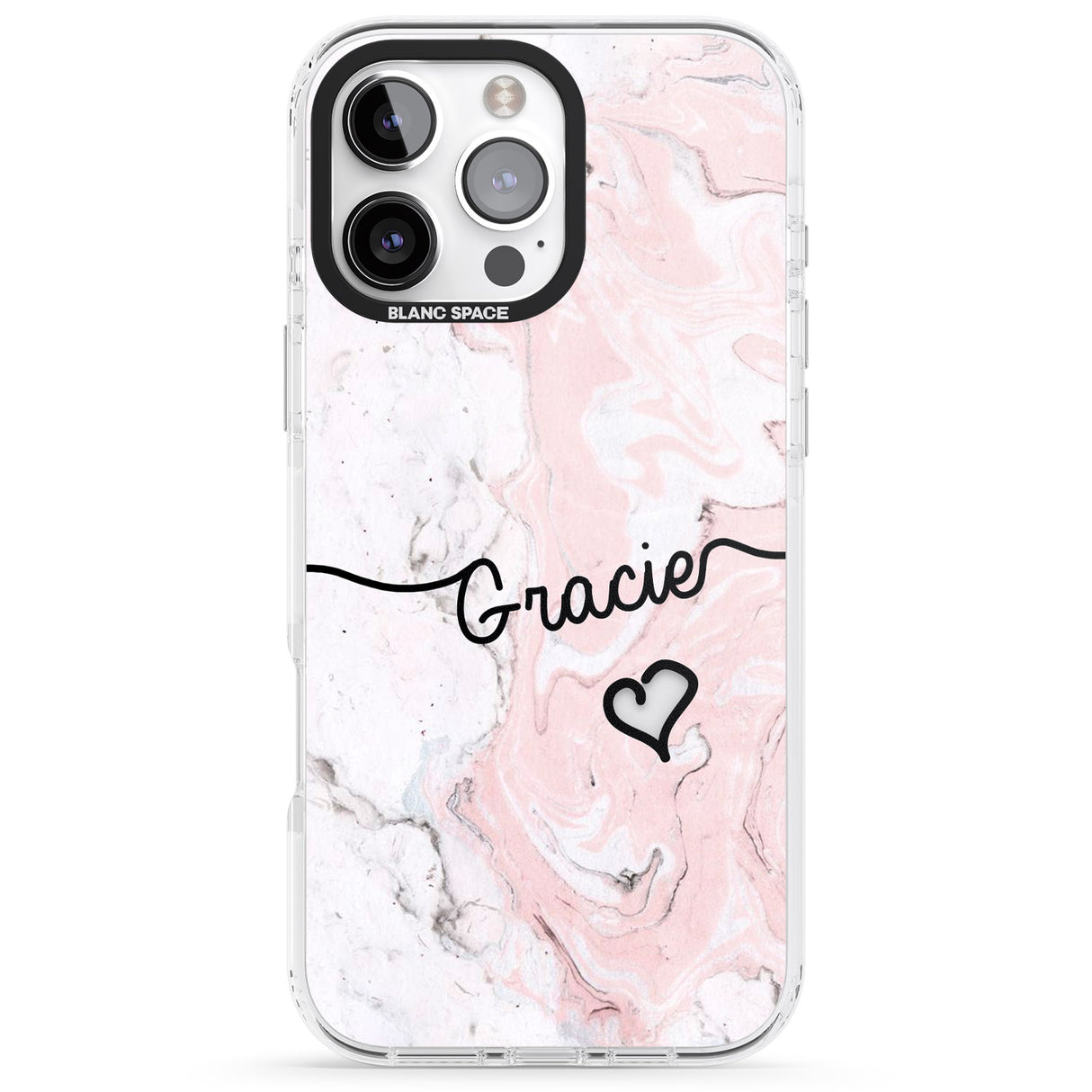 iPhone 16 Pro Max Pink Marble Black Impact Phone Case