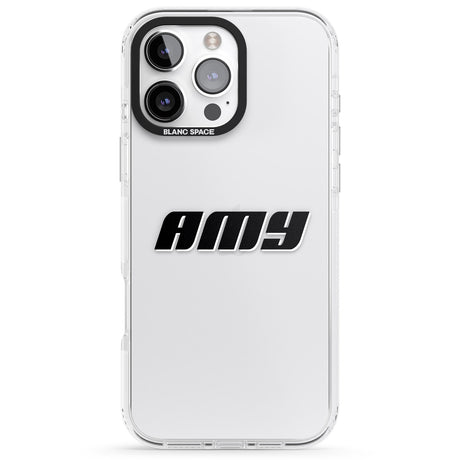 iPhone 16 Pro Max Personalised Clear Text 1C Black Impact Phone Case