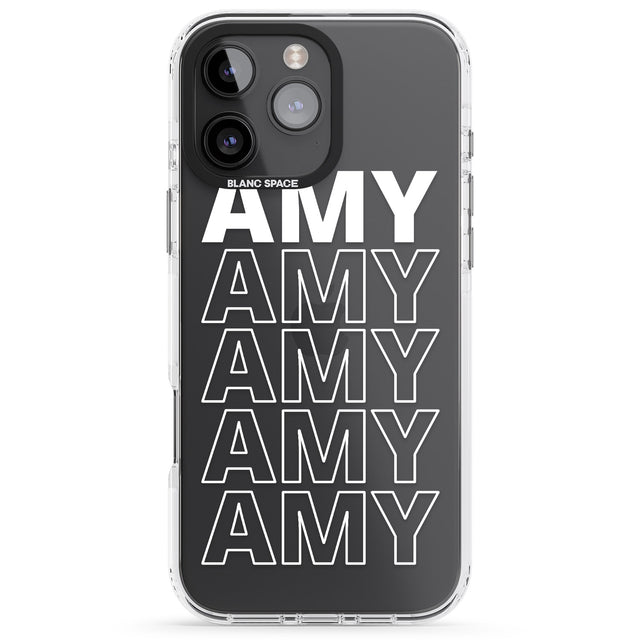 iPhone 16 Pro Max Personalised Clear Text 5C Black Impact Phone Case