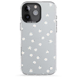 iPhone 16 Pro Max Painted Daisy Blue-Grey Cute Black Impact Phone Case