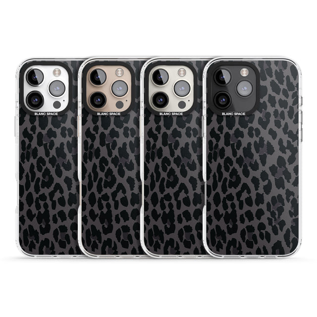 iPhone 16 Pro Max Dark Animal Print Pattern Large Leopard Black Impact Phone Case