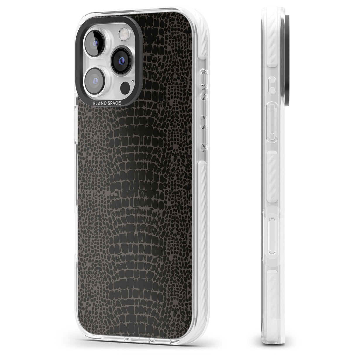 iPhone 16 Pro Max Dark Animal Print Pattern Snake Skin Black Impact Phone Case