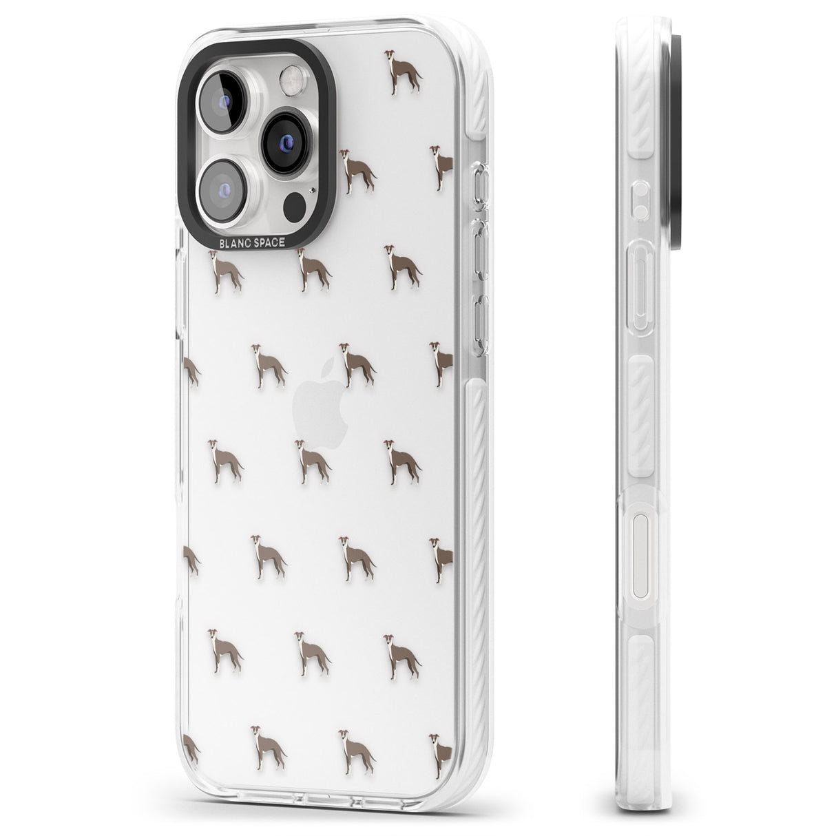 iPhone 16 Pro Max Whippet/Italian Greyhound Dog Pattern Clear Black Impact Phone Case