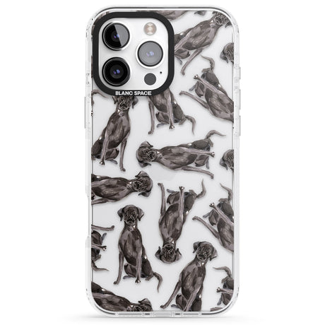 iPhone 16 Pro Max Black Labrador Watercolour Dog Pattern Black Impact Phone Case