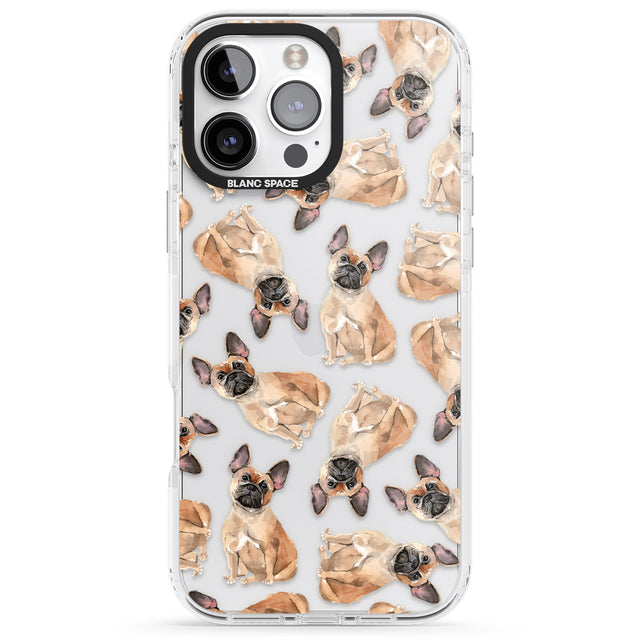 iPhone 16 Pro Max French Bulldog Watercolour Dog Pattern Black Impact Phone Case