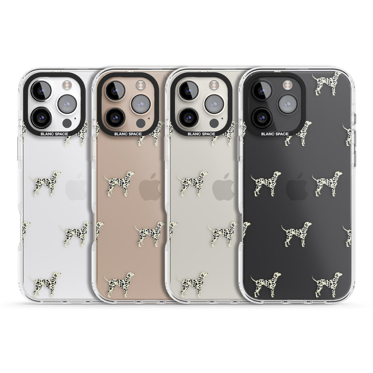 iPhone 16 Pro Max Dalmation Dog Pattern Clear Black Impact Phone Case