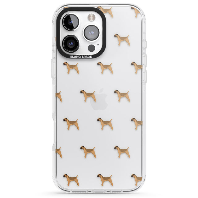 iPhone 16 Pro Max Border Terrier Dog Pattern Clear Black Impact Phone Case