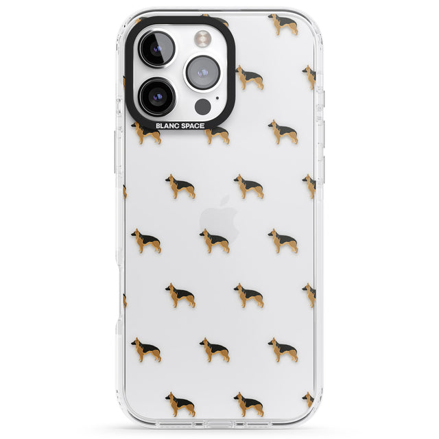 iPhone 16 Pro Max German Sherpard Dog Pattern Clear Black Impact Phone Case