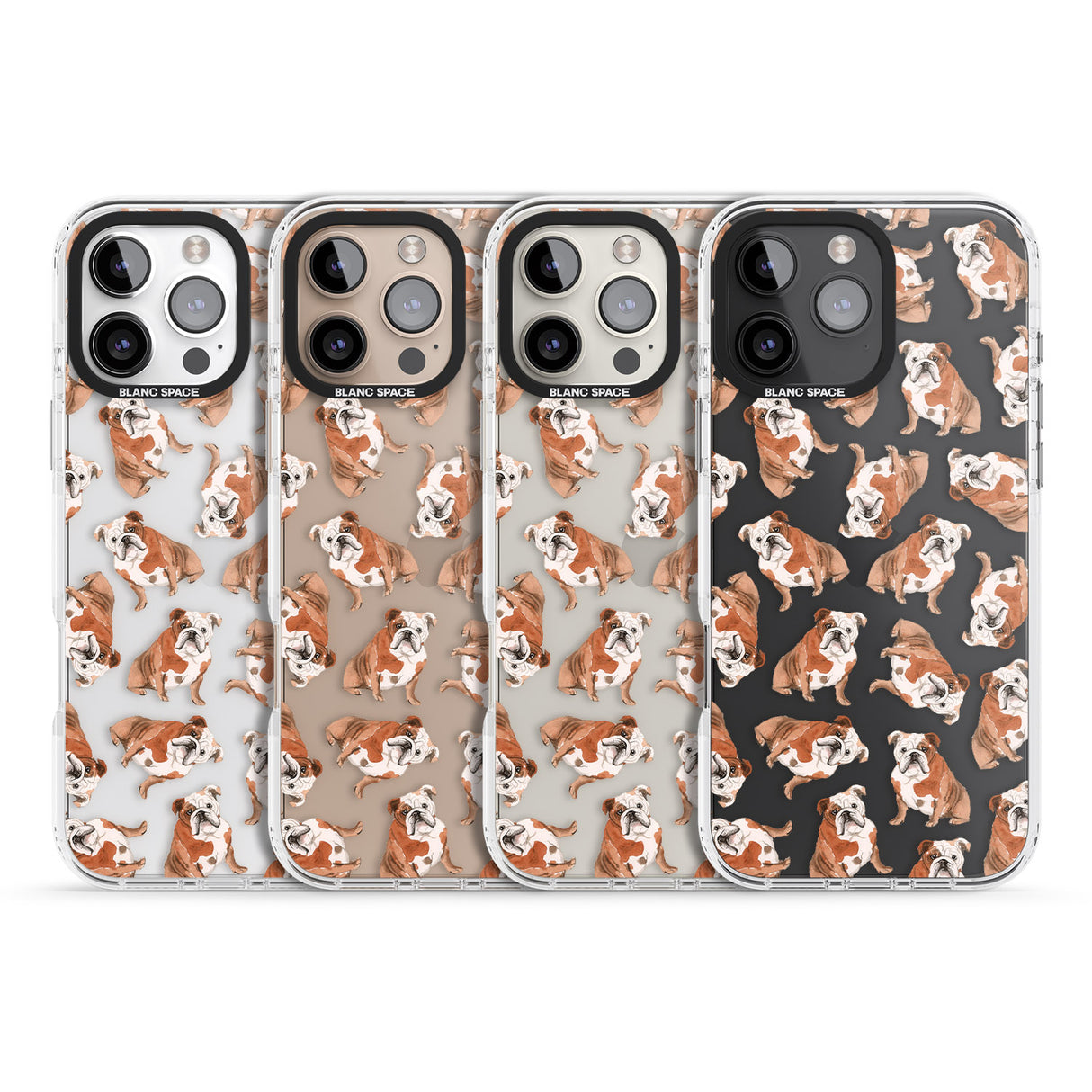 iPhone 16 Pro Max English Bulldog Watercolour Dog Pattern Black Impact Phone Case