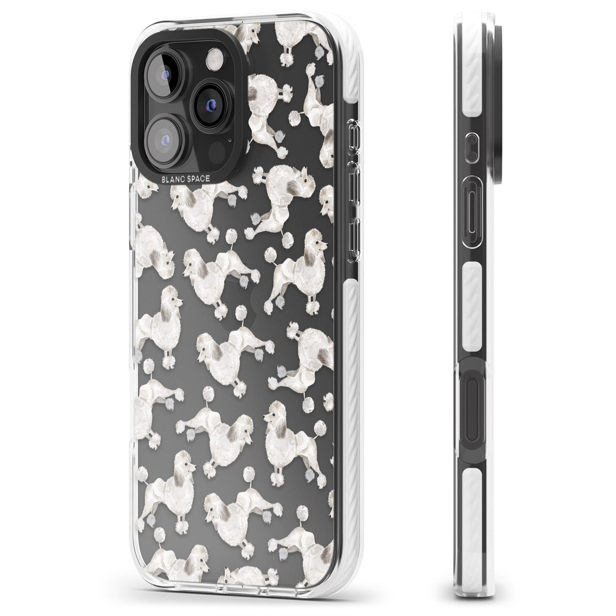 iPhone 16 Pro Max Poodle (White) Watercolour Dog Pattern Black Impact Phone Case