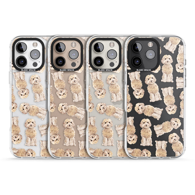 iPhone 16 Pro Max Cockapoo (Champagne) Watercolour Dog Pattern Black Impact Phone Case