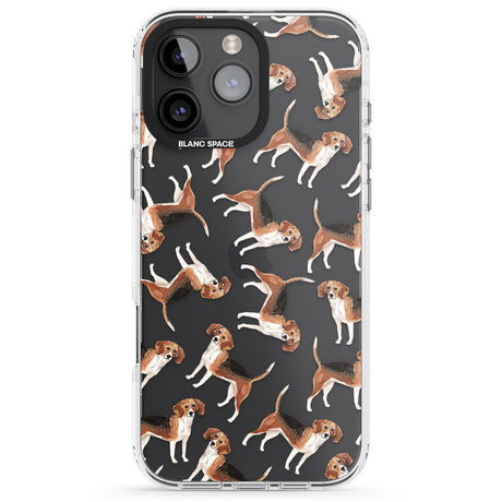 iPhone 16 Pro Max Beagle Watercolour Dog Pattern Black Impact Phone Case