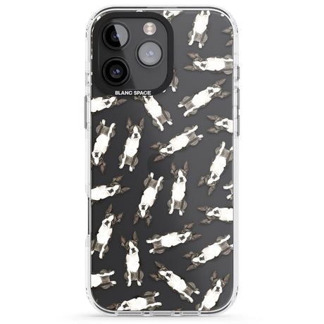 iPhone 16 Pro Max Boston Terrier Watercolour Dog Pattern Black Impact Phone Case