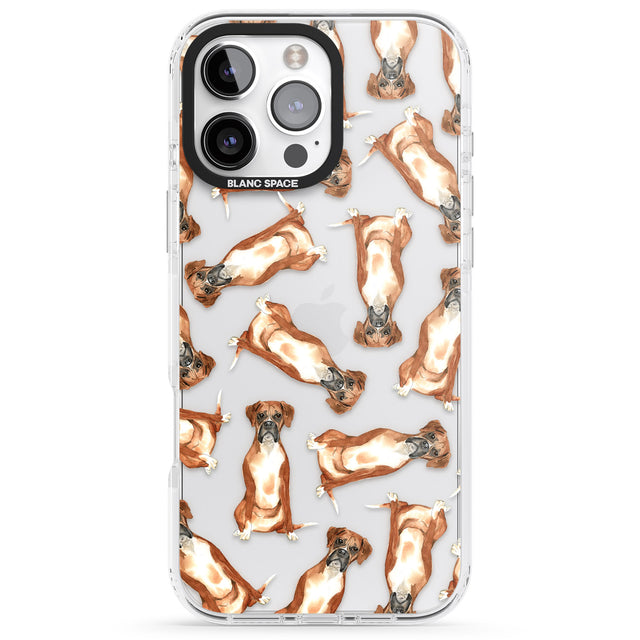 iPhone 16 Pro Max Boxer Watercolour Dog Pattern Black Impact Phone Case