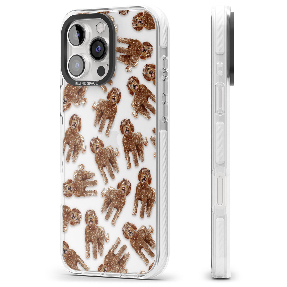 iPhone 16 Pro Max Labradoodle (Brown) Watercolour Dog Pattern Black Impact Phone Case