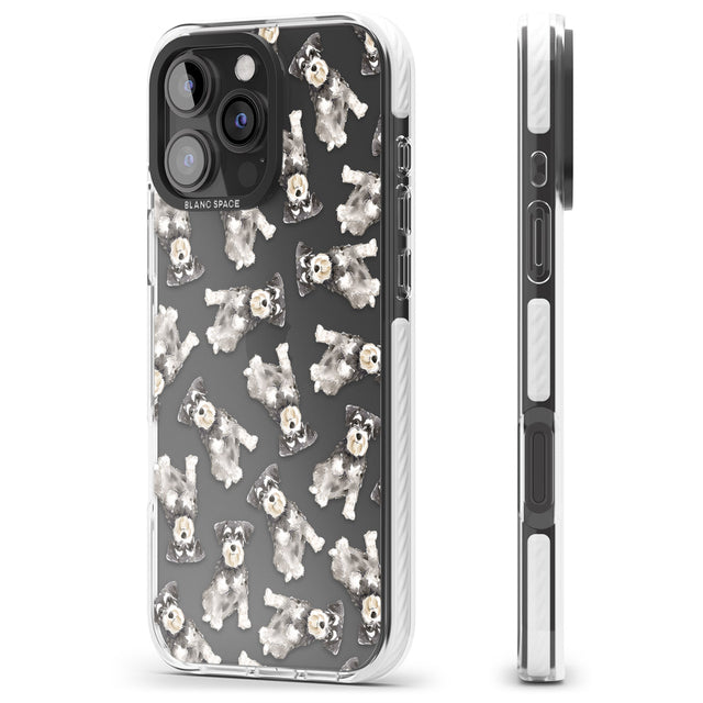 iPhone 16 Pro Max Miniature Schnauzer Watercolour Dog Pattern Black Impact Phone Case