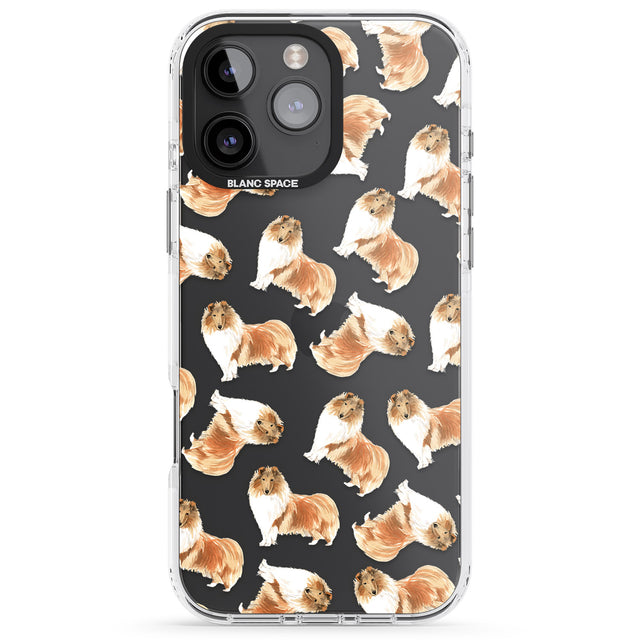 iPhone 16 Pro Max Rough Collie Watercolour Dog Pattern Black Impact Phone Case