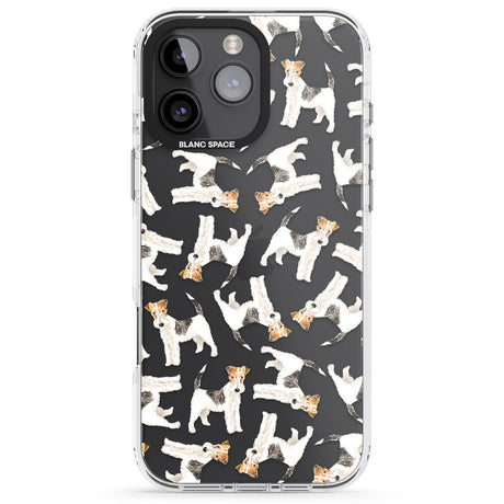 iPhone 16 Pro Max Wire Haired Fox Terrier Watercolour Dog Pattern Black Impact Phone Case