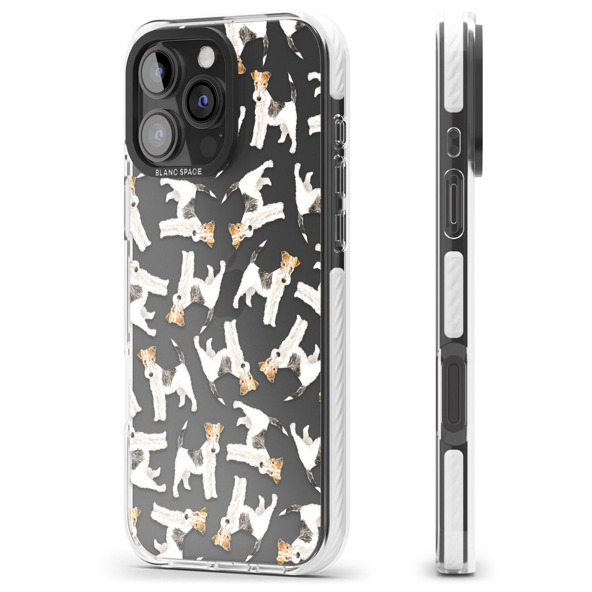 iPhone 16 Pro Max Wire Haired Fox Terrier Watercolour Dog Pattern Black Impact Phone Case