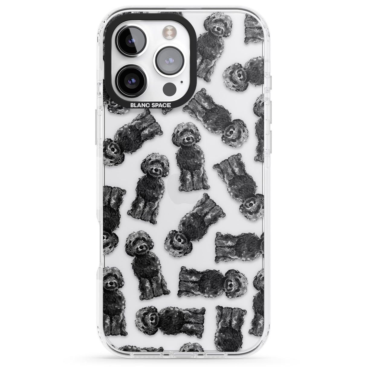 iPhone 16 Pro Max Cockapoo (Black) Watercolour Dog Pattern Black Impact Phone Case