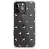 iPhone 16 Pro Max Pug Dog Pattern Clear Black Impact Phone Case