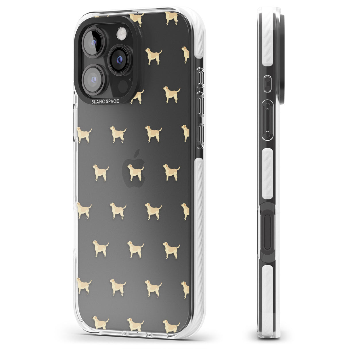 iPhone 16 Pro Max Tan Labrador Dog Pattern Clear Black Impact Phone Case