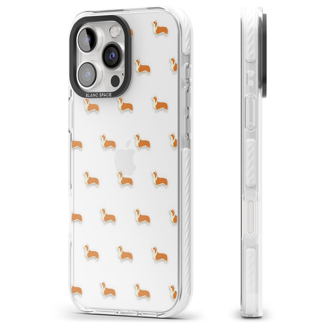 iPhone 16 Pro Max Pembroke Welsh Corgi Dog Pattern Clear Black Impact Phone Case