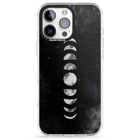 iPhone 16 Pro Max Watercolour Moon Phases Black Impact Phone Case