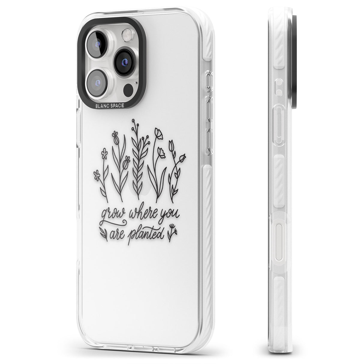 iPhone 16 Pro Max Grow where you are planted Black Impact Phone Case