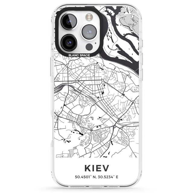 iPhone 16 Pro Max Map of Kiev, Ukraine Black Impact Phone Case