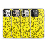 iPhone 16 Pro Max Happy Face Pattern Black Impact Phone Case