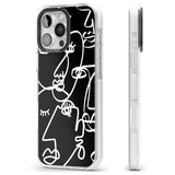 iPhone 16 Pro Max Abstract Continuous Line Faces White on Black Black Impact Phone Case