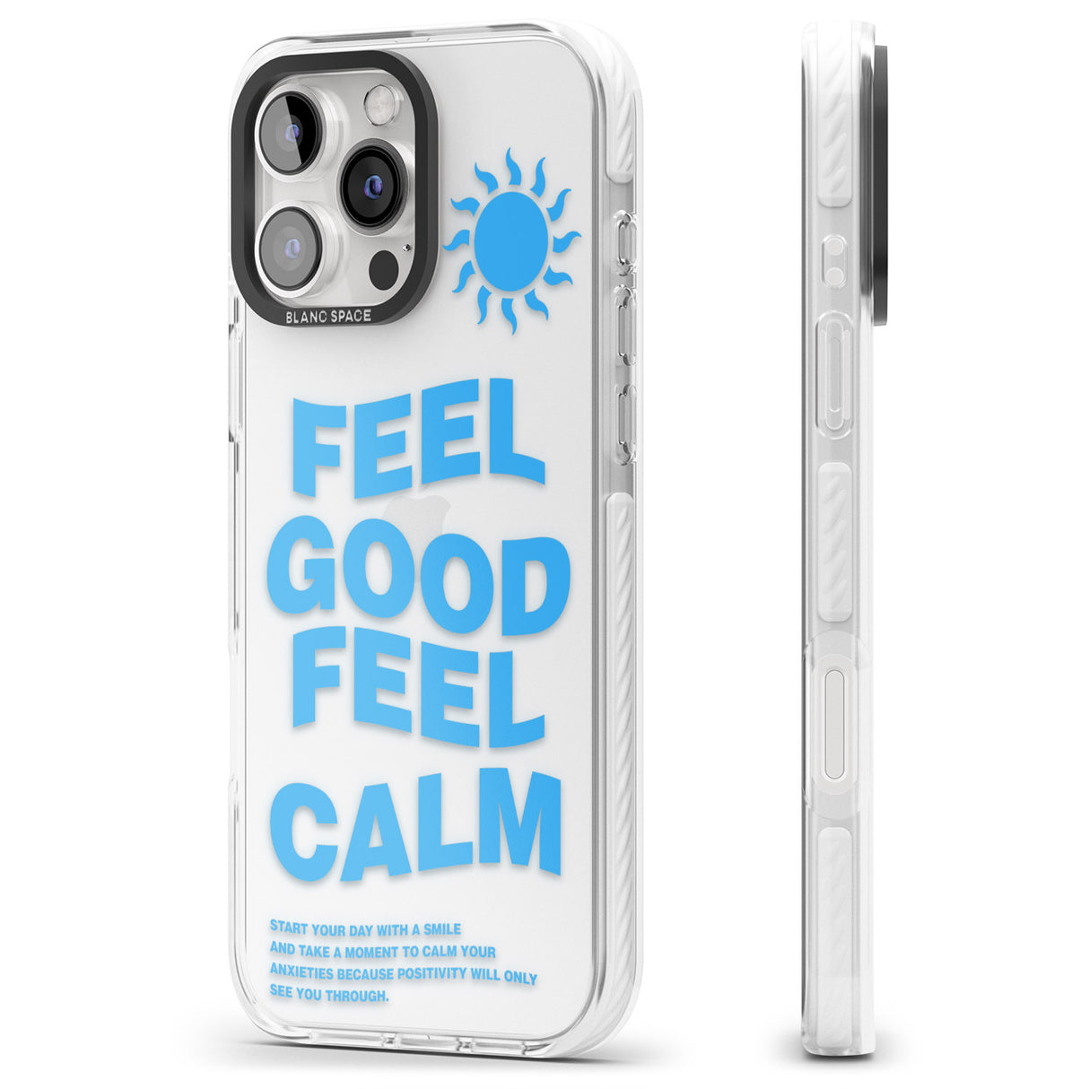 iPhone 16 Pro Max Feel Good Feel Calm (Blue) Black Impact Phone Case