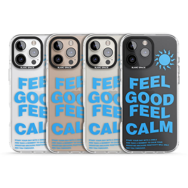 iPhone 16 Pro Max Feel Good Feel Calm (Blue) Black Impact Phone Case