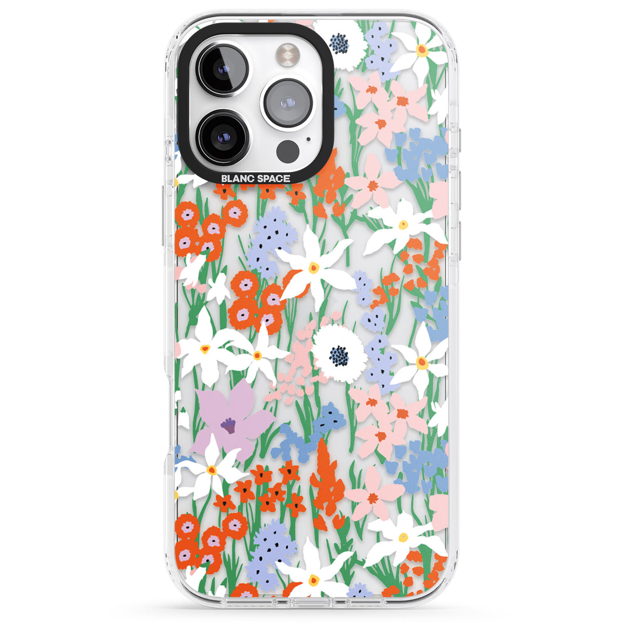 iPhone 16 Pro Max Springtime Meadow: Transparent Black Impact Phone Case