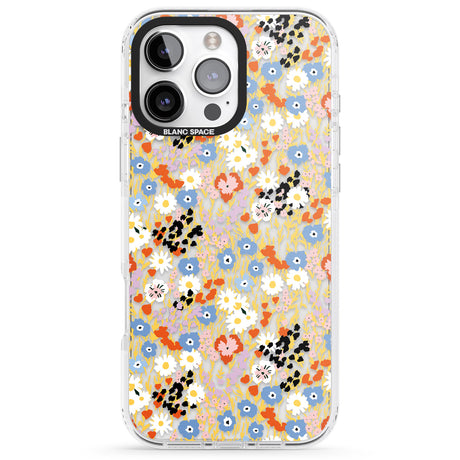 iPhone 16 Pro Max Busy Floral Mix: Transparent Black Impact Phone Case