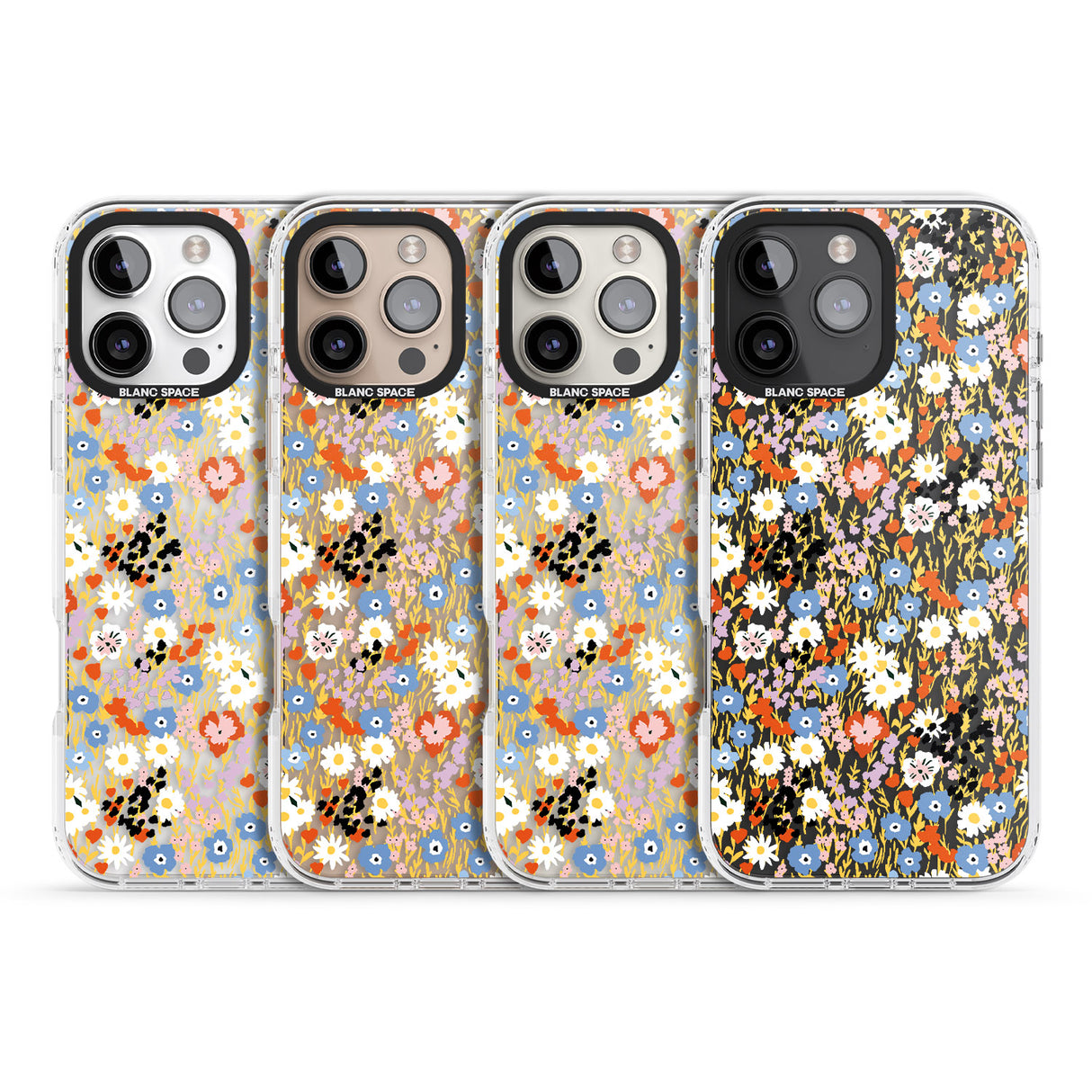 iPhone 16 Pro Max Busy Floral Mix: Transparent Black Impact Phone Case